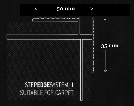 Cross section view and dimensions of steplight suitable for carpet.